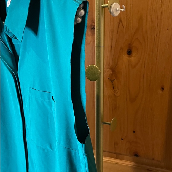 Athleta Teal Sleeveless Collared Blouse with Pocket Size M - Picture 4 of 6